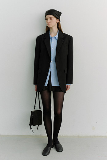 DUNST UNISEX 2 BUTTON WOOL BLAZER BLACK_UDJA6A102BK | 신세계V