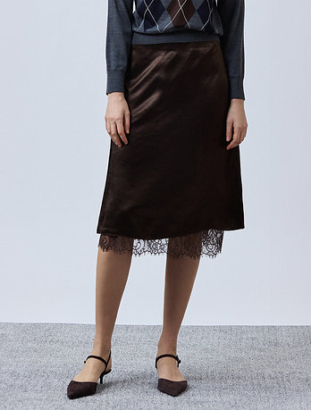 Mare di Mari Layer Satin Skirt Set - Brown | 신세계V