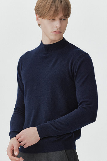 JE NE SAIS QUOI [Mens] 모크넥 캐시미어 니트_ 네이비 | 신세계V