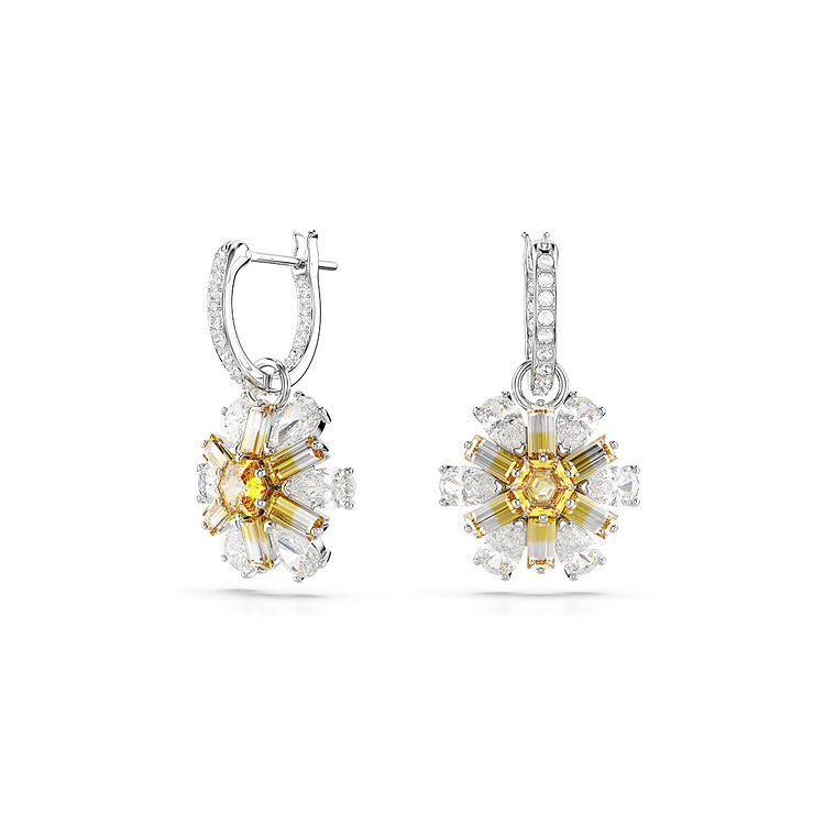 SWAROVSKI(스와로브스키) [스와로브스키/본사정품] Idyllia 플라워 옐로우 로듐 드롭 후프 귀걸이 5683243 | 신세계V