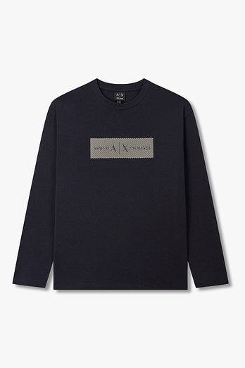 ARMANI EXCHANGE 남성 로고 프린트 롱 슬리브 티셔츠 | 신세계V