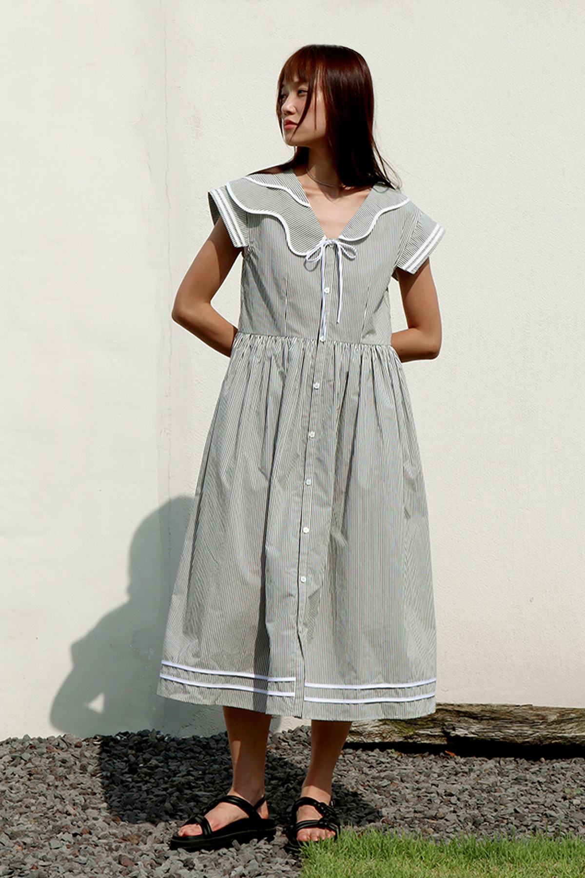 GAYEON LEE(가연리) [류이서님 착용] SADIE Shirt Dress - Black&White Stripe | 신세계V