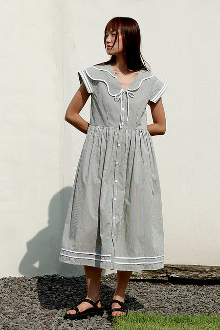 GAYEON LEE(가연리) [류이서님 착용] SADIE Shirt Dress - Black&White Stripe | 신세계V