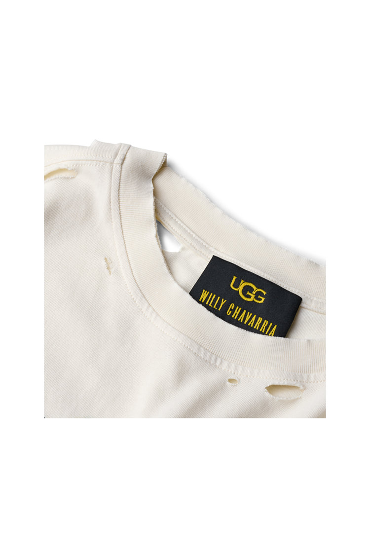 [UGG x Willy Chavarria] [남여공용] 디스트레스드 그래픽 크롭 티셔츠 (UGG 윌리 차바리아 허그 잇 티)