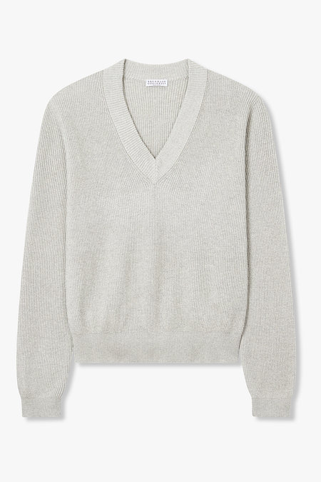 BRUNELLO CUCINELLI 여성 메탈릭 립 브이넥 스웨터 | 신세계V