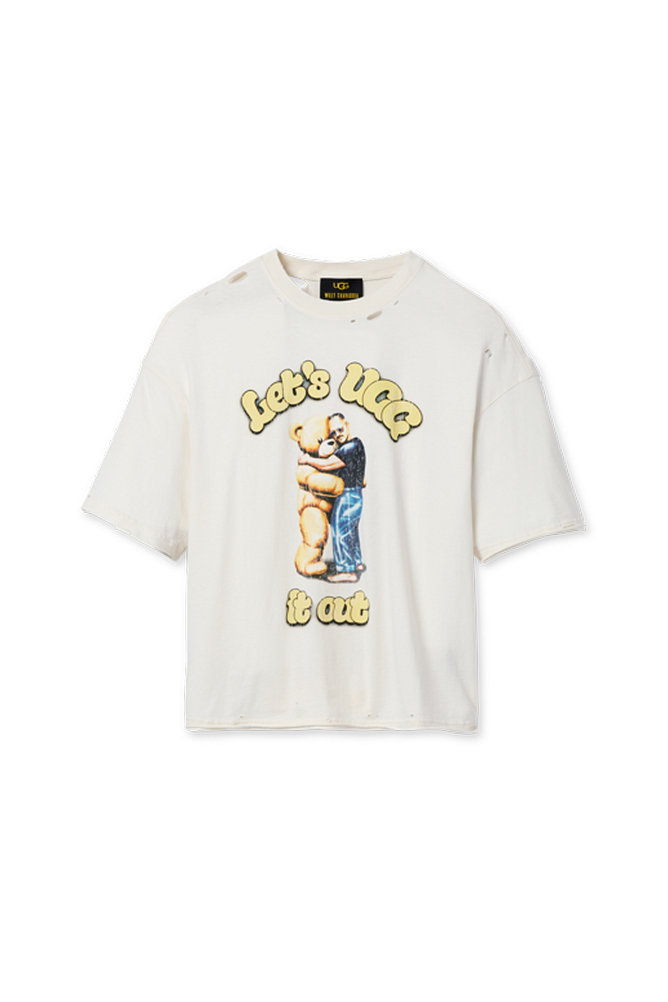 [UGG x Willy Chavarria] [남여공용] 디스트레스드 그래픽 크롭 티셔츠 (UGG 윌리 차바리아 허그 잇 티)