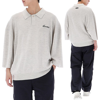 FEAR OF GOD [피어오브갓] 에센셜 시그니처 3/4 폴로 니트 192SP266963F OATMEALHEATHER | 신세계V