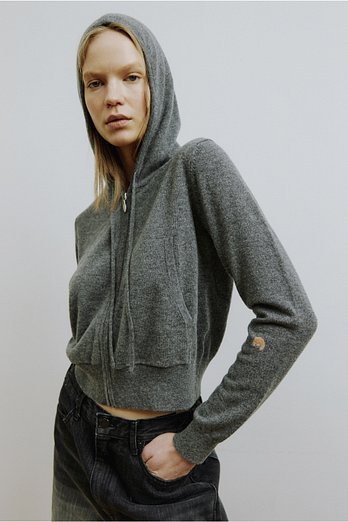 MOLLIOLLI YONI Cashmere 100% Zip-Up Hoodie [Thunder] | 신세계V