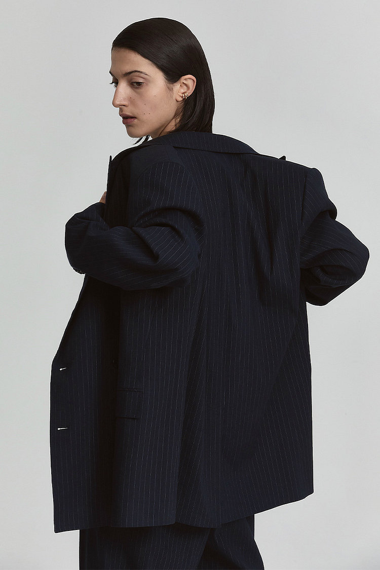 L`H.A.S(르하스) [DE BASE] GENDERLESS LINEN DOUBLE BREASTED MENS JACKET ...