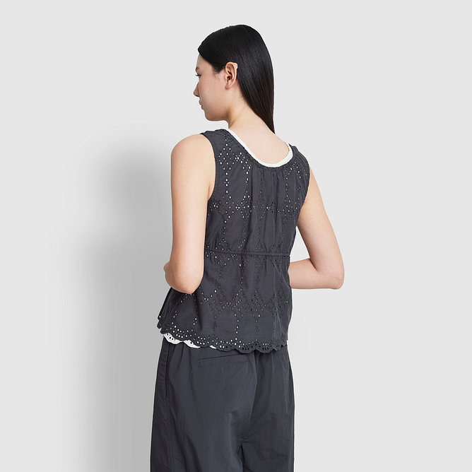 여 아일렛 민소매 블라우스