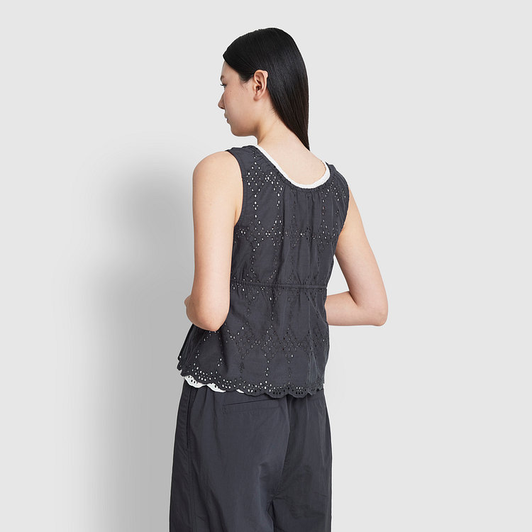 여 아일렛 민소매 블라우스