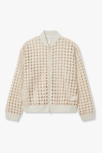 BRUNELLO CUCINELLI 여성 스팽글 메쉬 자수 봄버 자켓 | 신세계V
