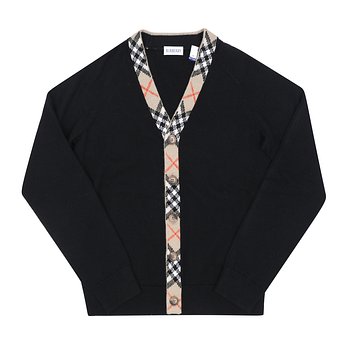 BURBERRY 버버리 8117201 A1189 체크 트리밍 브이넥 아동 가디건 (성인착용가능) | 신세계V