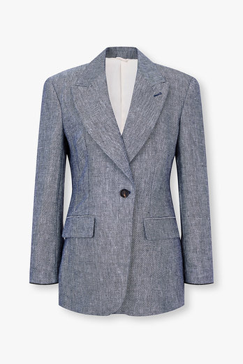 BRUNELLO CUCINELLI 여성 피크트 라펠 린넨 더블 자켓 | 신세계V