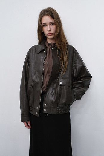 DUNST UNISEX ALTER-LEATHER ZIP-UP BLOUSON DARK BROWN_UDJU6C105W2 | 신세계V