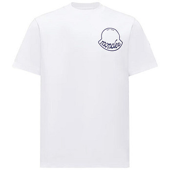 MONCLER [명품] 로고 프린트 코튼 티셔츠 화이트 남성 티셔츠 8C00013 89AJS 00A 47944891 | 신세계V