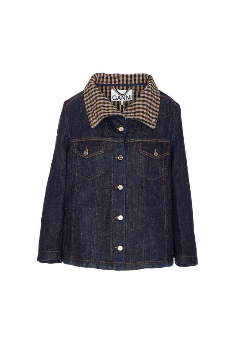 ジャケット Ganni FW25 GANNI Jackets Blue (J1766 568) Dark Blue Stone Neppy Denim Jacket | GANNI CA