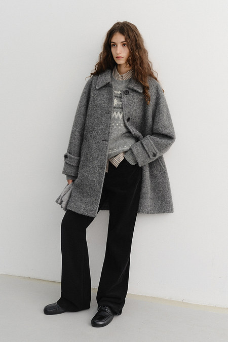 DUNST ALPACA HALF MAC COAT MELANGE GREY_UDCO5D234G2 | 신세계V