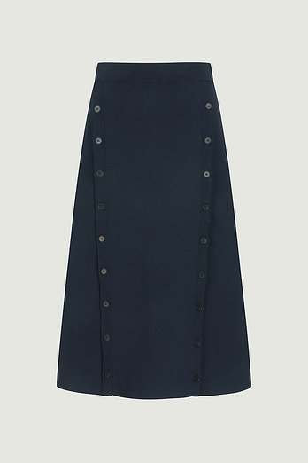 YVES SALOMON [공식] 이브살로몬 니트 버튼디자인 플레어 스커트 | 신세계V