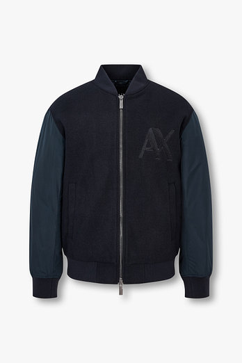 ARMANI EXCHANGE 남성 자수 로고 투웨이 집업 블루종 | 신세계V