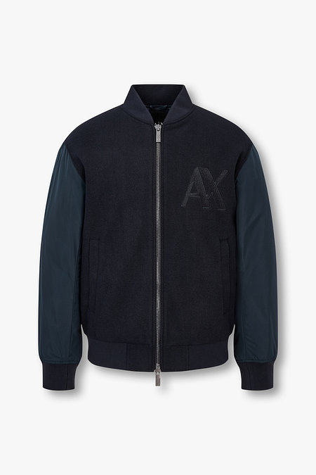 ARMANI EXCHANGE 남성 자수 로고 투웨이 집업 블루종 | 신세계V