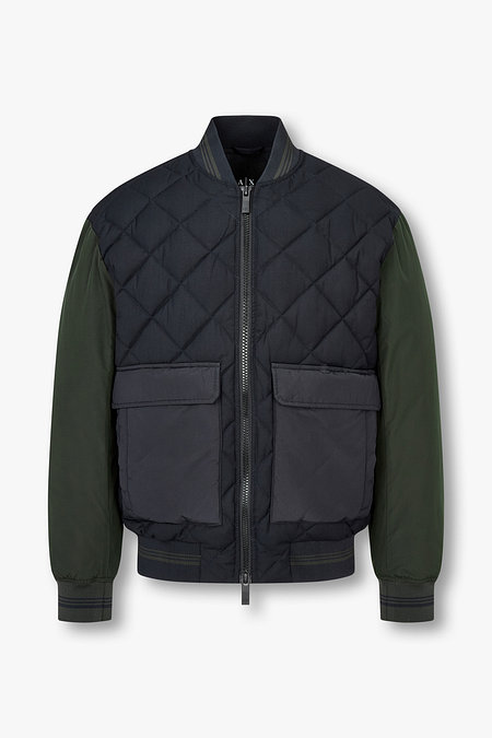 ARMANI EXCHANGE 남성 빅 포켓 배색 퀼팅 패딩 자켓 | 신세계V