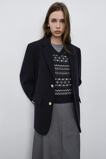 DUNST UNISEX CLASSIC 2 BUTTON WOOL BLAZER NAVY_UDJA6C107N2 | 신세계V