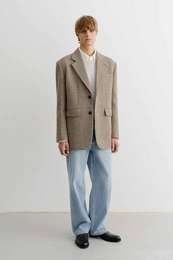 DUNST UNISEX VINTAGE TAILORED WOOL BLAZER BEIGE CHECK_M_UDJA5C101I2 | 신세계V