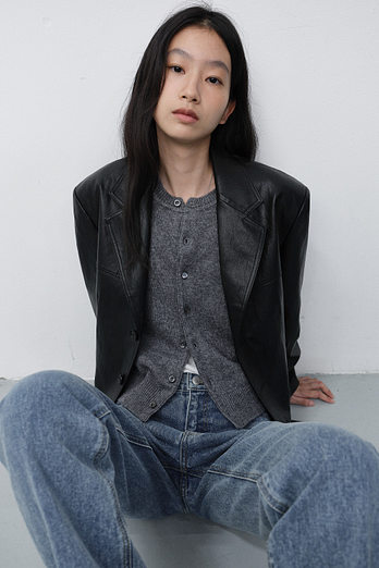 DUNST UNISEX RELAXED ALTER-LEATHER HALF JACKET BLACK_UDJA6C103BK | 신세계V