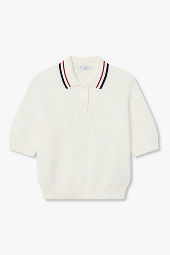 BRUNELLO CUCINELLI 여성 스트라이프 트림 폴로 니트 | 신세계V