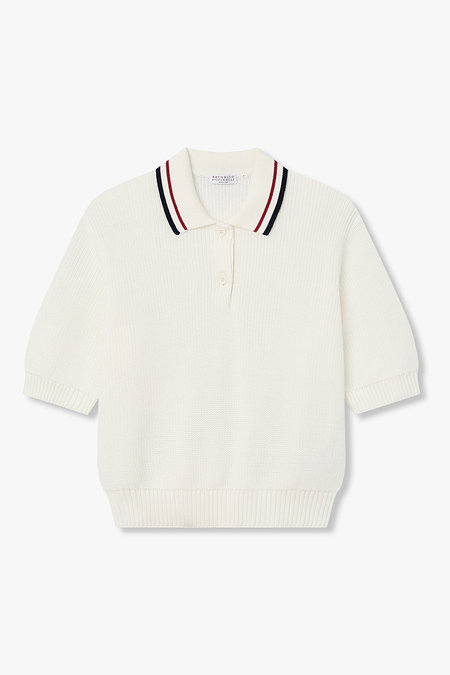 BRUNELLO CUCINELLI 여성 스트라이프 트림 폴로 니트 | 신세계V