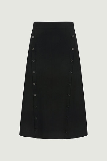 YVES SALOMON [공식] 이브살로몬 니트 버튼디자인 플레어 스커트 | 신세계V