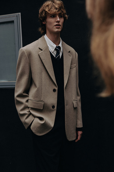 DUNST UNISEX VINTAGE TAILORED WOOL BLAZER OATMEAL_M_UDJA5C101I1 | 신세계V