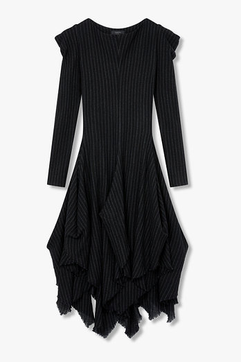 Yohji Yamamoto [FEMME] 스트라이프 거즈 퍼프 드레스 | 신세계V