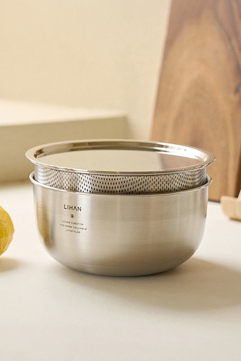 LIHAN 리한 본 스텐 믹싱볼 3P세트(볼/채반/커버) 18cm | 신세계V