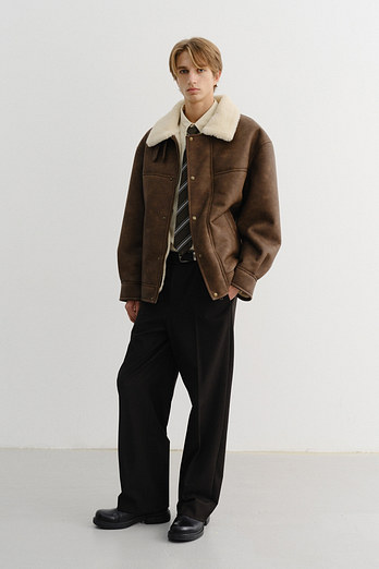 DUNST UNISEX SHEARLING HALF JACKET CAMEL BROWN_M_UDJU5D129CM | 신세계V