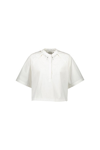YVES SALOMON [공식] 이브살로몬 넥 펀칭 디자인 코튼 블라우스 CE5SFCTTP020C01 | 신세계V