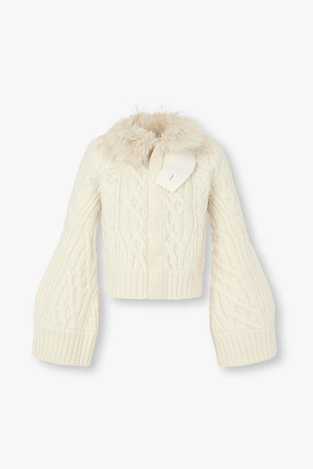 SACAI 여성 케이블 니트 블루종 | 신세계V