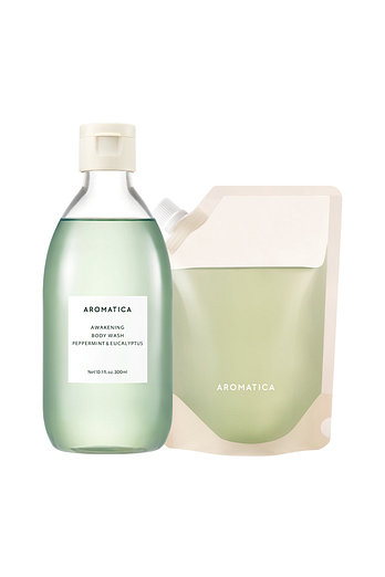 AROMATICA [-4.3℃ 즉각 쿨링] [본품+리필] 어웨이크닝 바디워시 페퍼민트&유칼립투스 세트 (300ML+300ML) | 신세계V