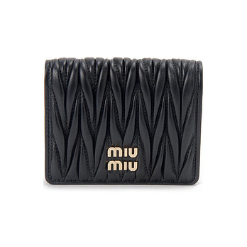 MIU MIU [명품] 26FW 금장 로고 마틀라세 코인 반지갑 블랙 5MV204 AFPP F0002 50894107 | 신세계V
