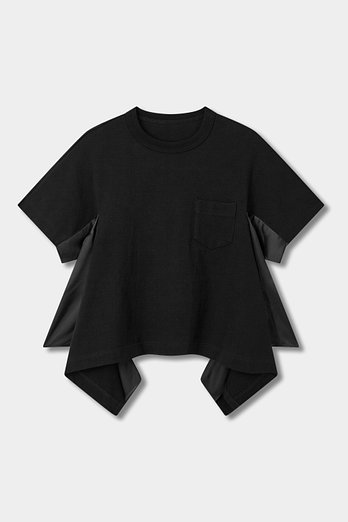 SACAI 여성 새틴 믹스 코튼 저지 티셔츠(블랙) | 신세계V