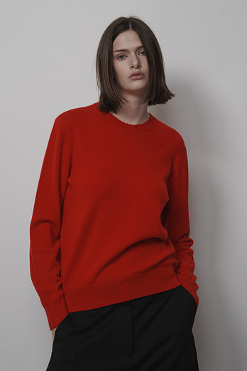 Mare di Mari [Italy Cashmere 100%] Round Neck Knit Pullover - Red | 신세계V