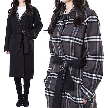 BURBERRY [명품] 버버리 클래식 체크 100% 울 여성 양면 벨티드 롱 코트8093827 47770427 | 신세계V