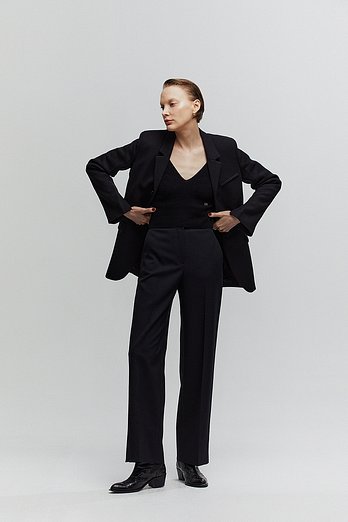 L`H.A.S HIGH-RISED STRAIGHT PANTS_BLACK | 신세계V