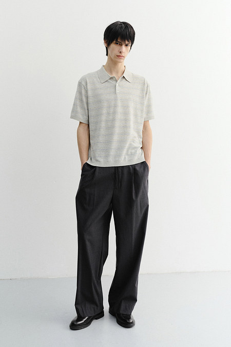 DUNST LOUNGE WOOL SLACKS GREY STRIPE_M_UDPA6B321G2 | 신세계V