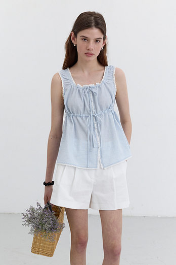 DUNST DOUBLE PLEATED COTTON-LINEN SHORTS WHITE_UDPA5B231WT | 신세계V