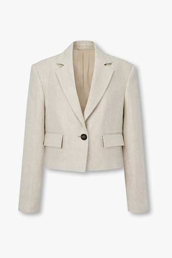 BRUNELLO CUCINELLI 여성 린넨 블렌드 쉐브론 크롭 자켓 | 신세계V
