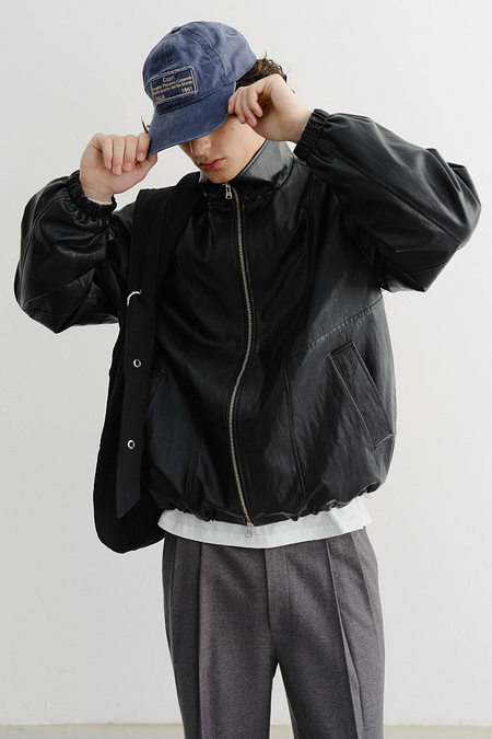 DUNST UNISEX ALTER-LEATHER WIND BREAKER BLACK_M_UDJU5C105BK | 신세계V