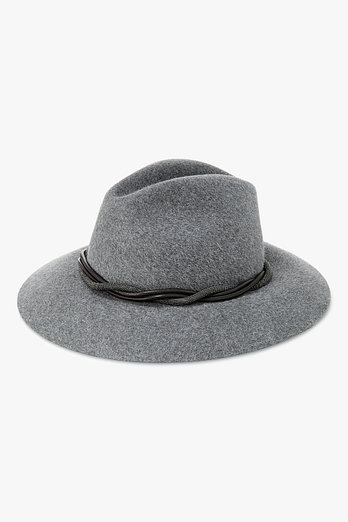 BRUNELLO CUCINELLI 여성 트위스트 모닐리 앤 레더 밴드 펠트 페도라 | 신세계V
