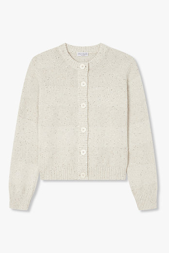 BRUNELLO CUCINELLI 여성 스팽글 라운드넥 니트 가디건 | 신세계V